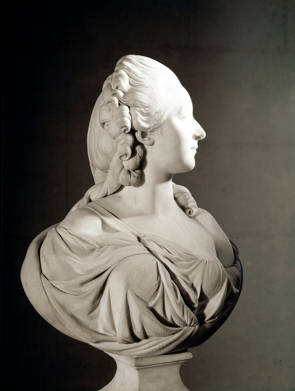 صورة لجين بيكو ، كونتيسة (أو مدام) دو باري (1743-1793) منحوتة من الرخام لأوغستين باجو (1730-1809) باريس ، متحف اللوفر - مدام دو باري (ولدت ماري جين بيكو بواسطة أوغسطين باجو