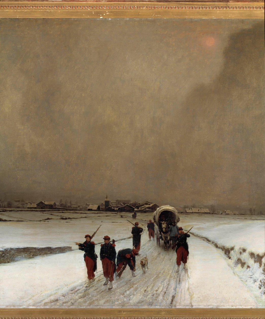 حرب 1870: "" القطارات ، تأثير الثلج "" لوحة لأوغست تشينو ديت فلوري (1833-1875) 1870 صن. 1.7x1.5 م باريس متحف دورسي بواسطة أوغستين بيير تشينو