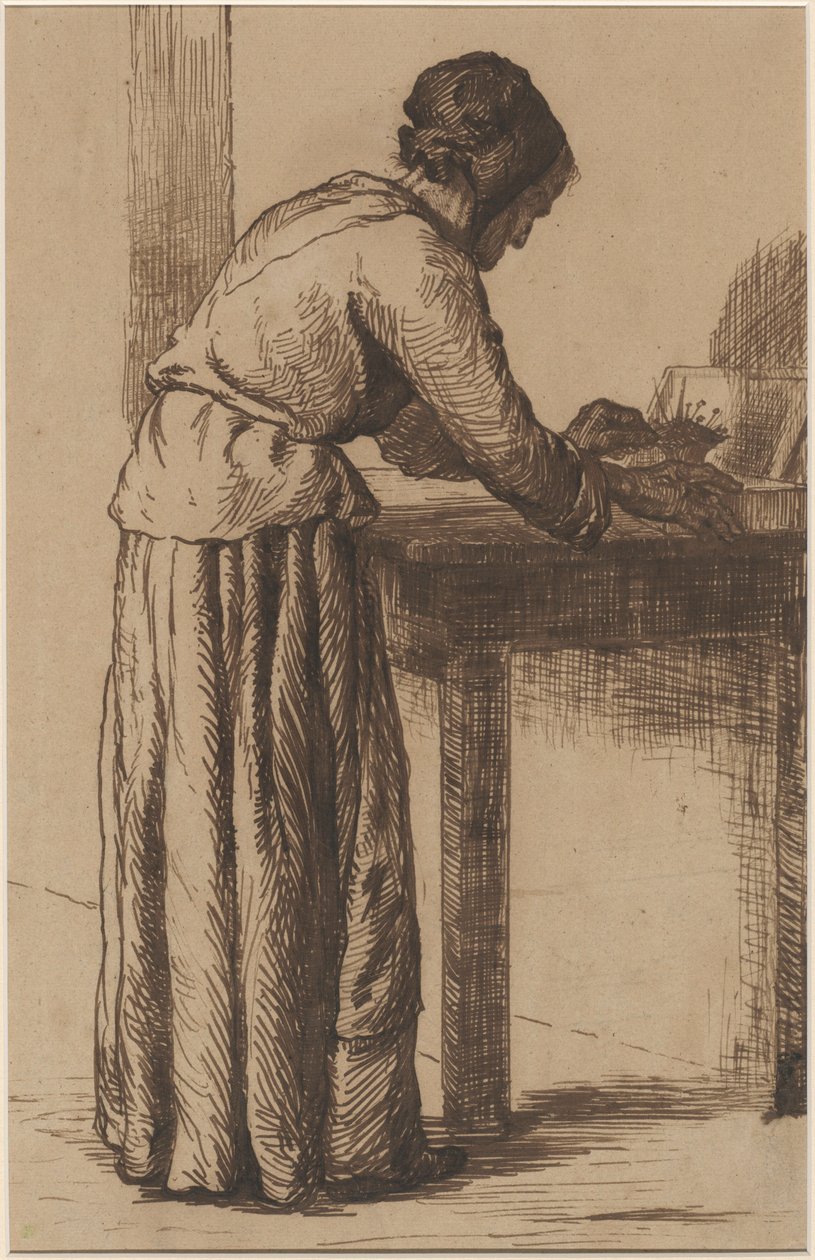 امرأة عجوز تعمل بواسطة Augustin Theodule Ribot