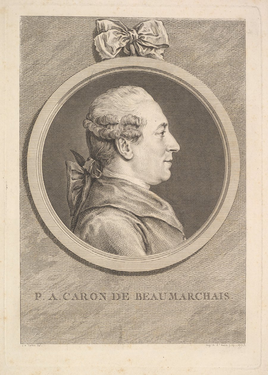 صورة للسلطة الفلسطينية كارون دي بومارشيه ، 1773. بواسطة أوغسطين دي سانت أوبين