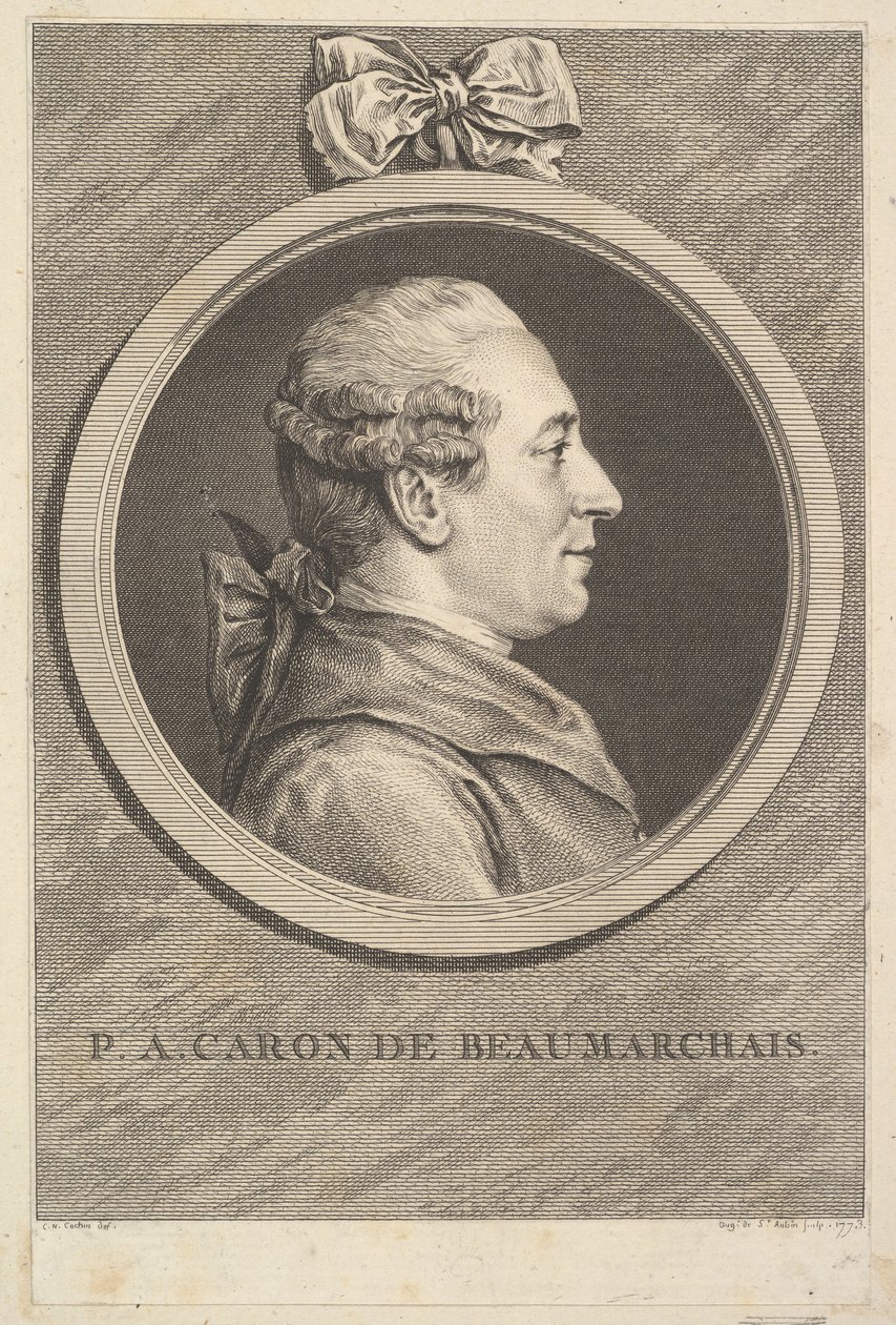 صورة للسلطة الفلسطينية كارون دي بومارشيه ، 1773. بواسطة أوغسطين دي سانت أوبين