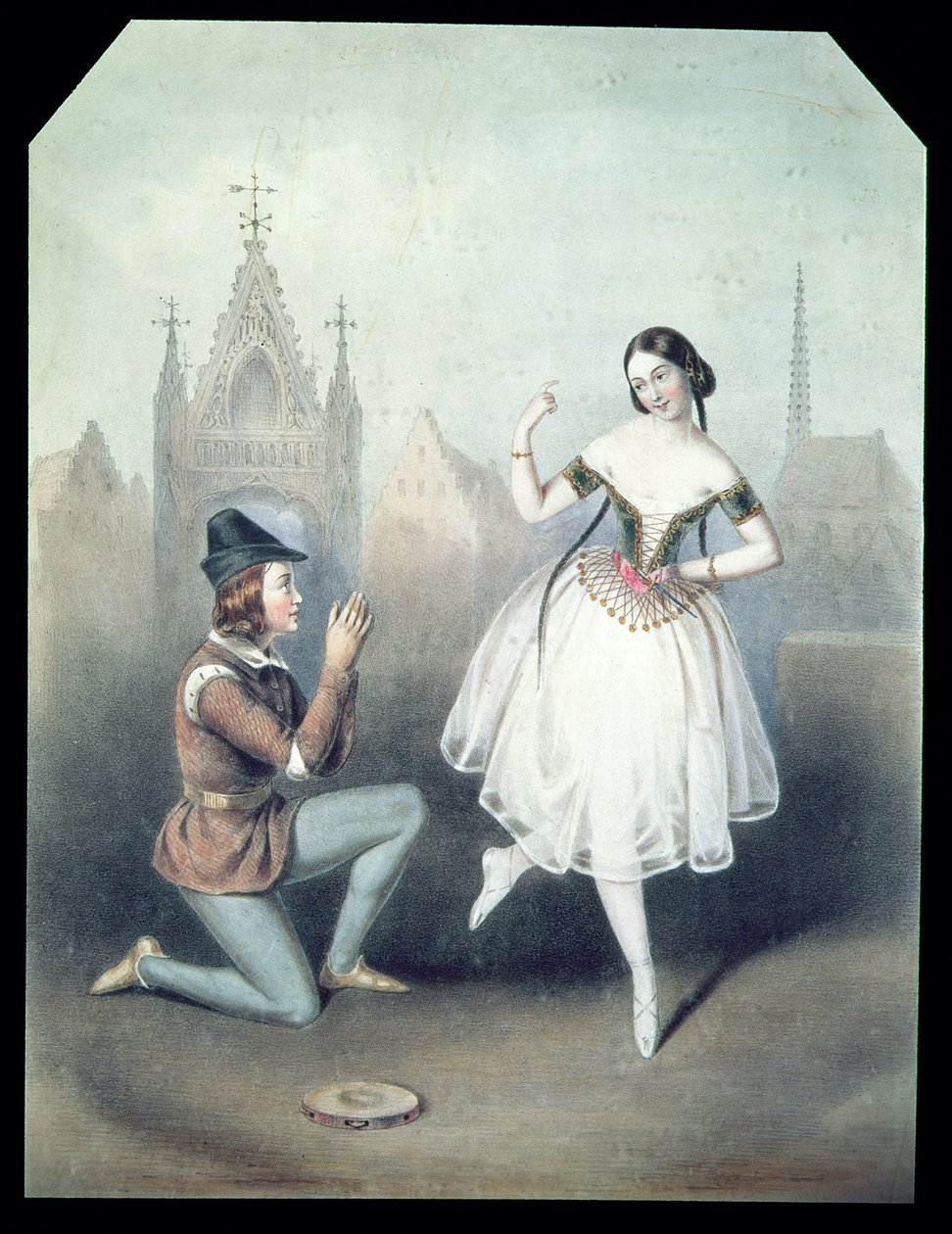 `` La Esmeralda &39;&39;: Carlotta Grisi (1819-99) و Jules Perrot (1810-92) d (litho الملونة) بواسطة أغسطس جول بوفييه