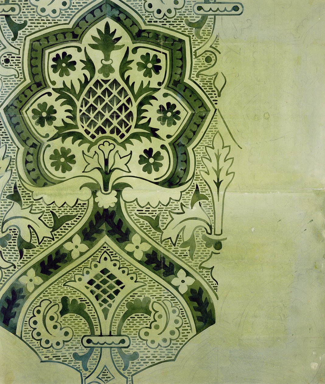 تصميم لطباعة ورق حائط كنسي (حبر على ورق) بواسطة Augustus Welby Northmore Pugin