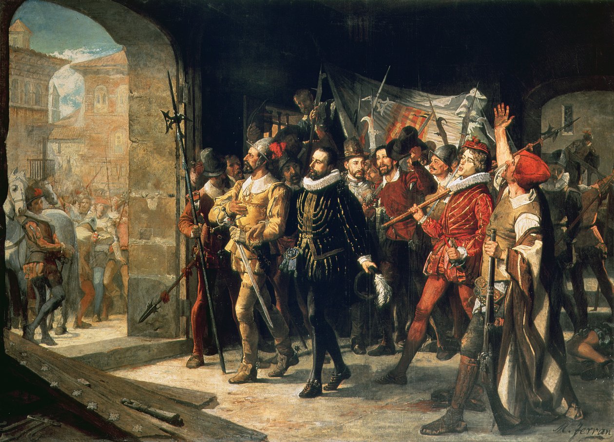 أنطونيو بيريز (1540-1611) أطلق سراحه من السجن من قبل المتمردين عام 1591 بواسطة أوغسطس أو أوغوستو فيران