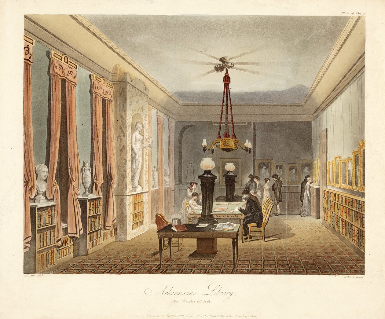 مكتبة أكرمان للأعمال الفنية ، حانة. 1815 (نقش ملون يدوي) بواسطة أوغسطس تشارلز (بعد) بوجين