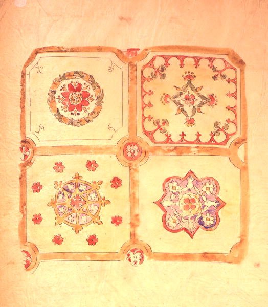 تصميم سقف قصر وستمنستر (قلم وحبر وألوان مائية على ورق) بواسطة Augustus Welby Northmore Pugin