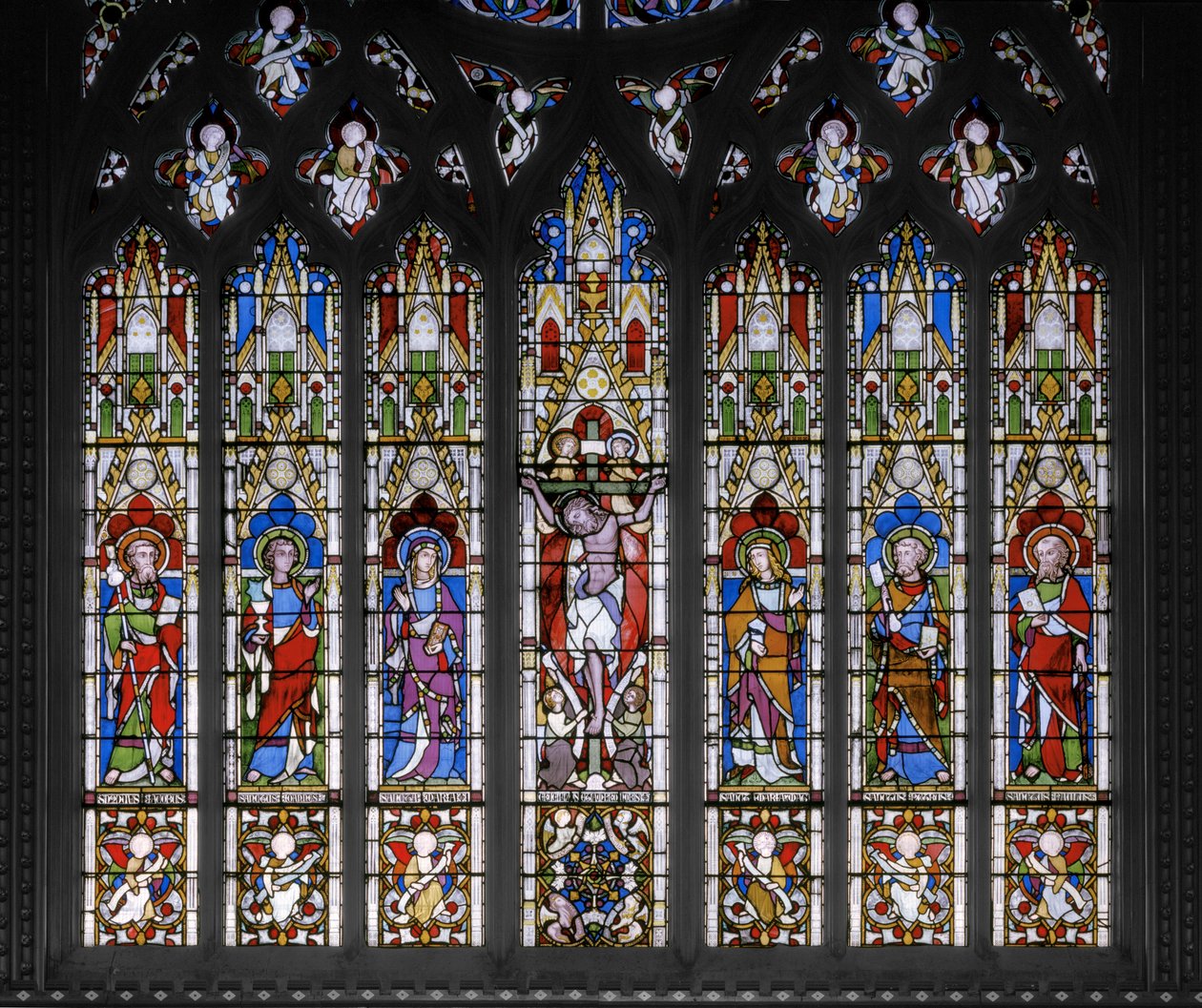 صلب مع القديسين ، 1851 (زجاج ملون) بواسطة Augustus Welby Northmore Pugin