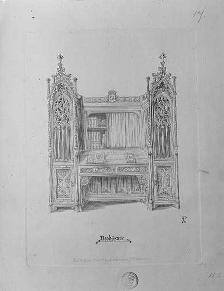 تصميم خزانة الكتب القوطية ، c.1835 بواسطة Augustus Welby Northmore Pugin