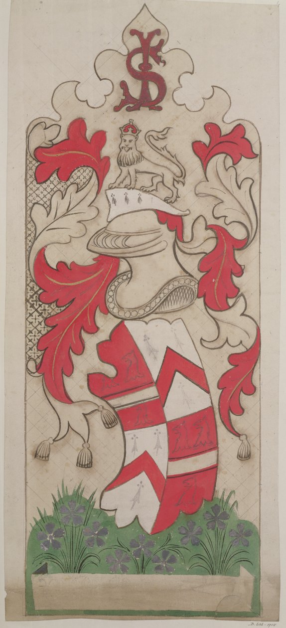 تصميم لتزيين بيوت البرلمان (قلم رصاص ، غواش ومرحاض على ورق) بواسطة Augustus Welby Northmore Pugin