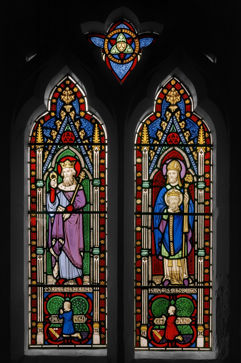 إدوارد المعترف وسانت كوثبرت ، نافذة الكنيسة ، 1844 (زجاج ملون) بواسطة Augustus Welby Northmore Pugin
