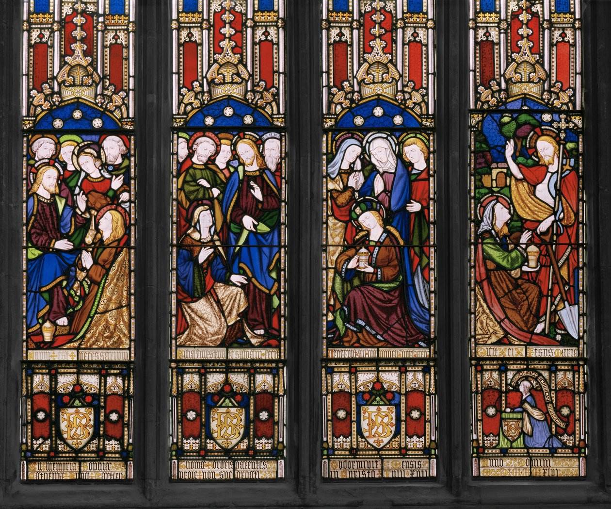 الأحداث في حياة القديسة مريم المجدلية ، التفاصيل ، 1848 (زجاج ملون) بواسطة Augustus Welby Northmore Pugin