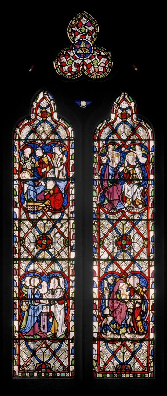 نافذة كنيسة سيدة ذات مناظر من حياة العذراء ، 1851 (زجاج ملون) بواسطة Augustus Welby Northmore Pugin