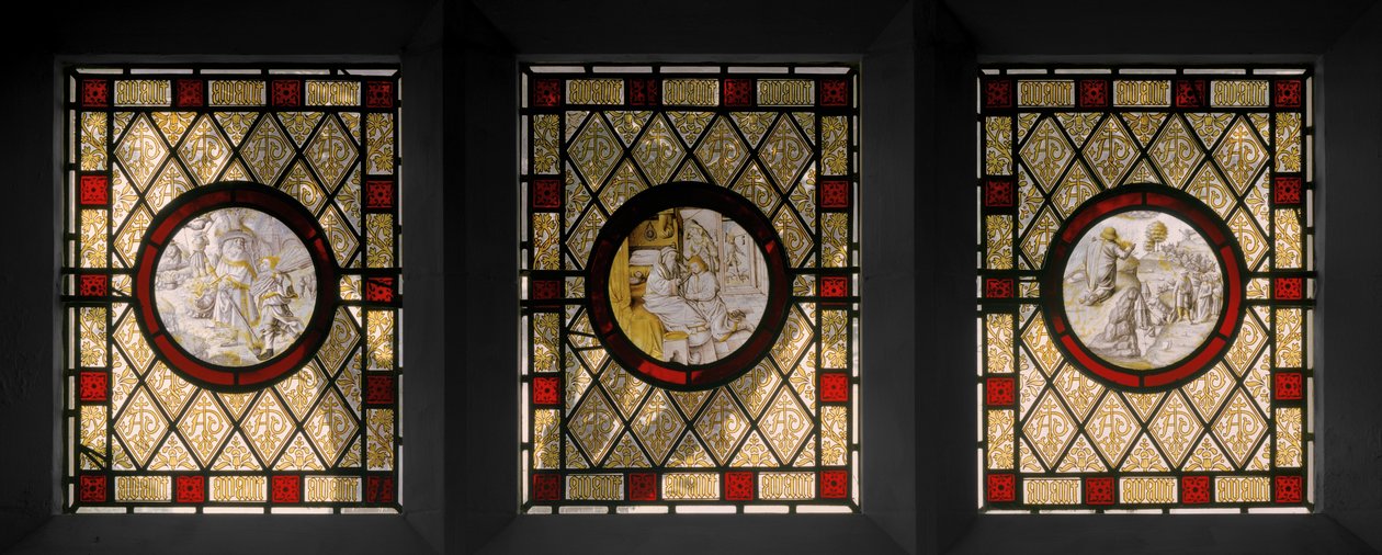 نوافذ المكتبة مع Roundherherishish Roundels ، c.1844 (زجاج ملون) بواسطة Augustus Welby Northmore Pugin