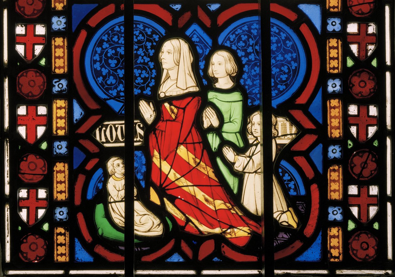 زوجة Pugins الثانية لويزا مع ابنة زوجها آن وابنتيها Agnes & Katherine ، Chapel East Window ، c.1844 (زجاج ملون) بواسطة Augustus Welby Northmore Pugin