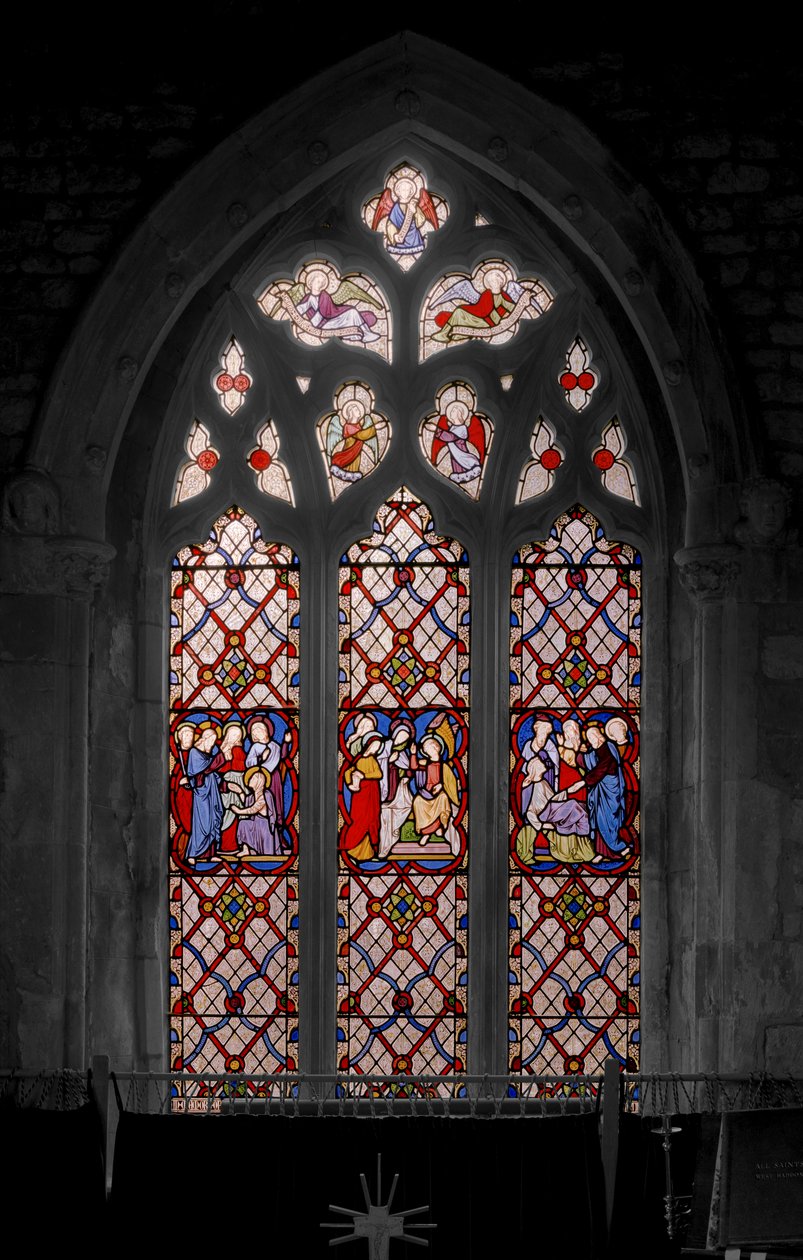 تربية لعازر ، ماري في القبر ، ورفع ابنة جايروس ، 1850 (زجاج ملون) بواسطة Augustus Welby Northmore Pugin