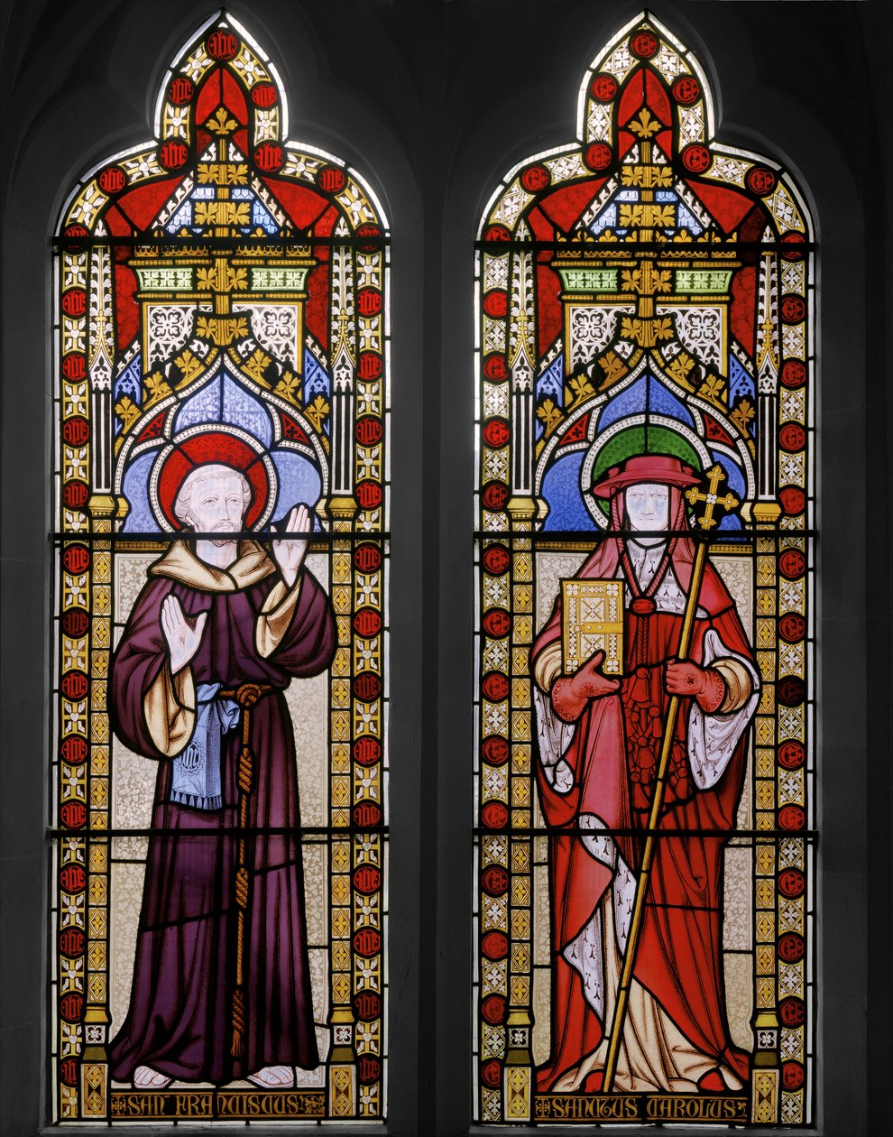 القديس فرنسيس الأسيزي والقديس كارولوس ، 1847 (زجاج ملون) بواسطة Augustus Welby Northmore Pugin