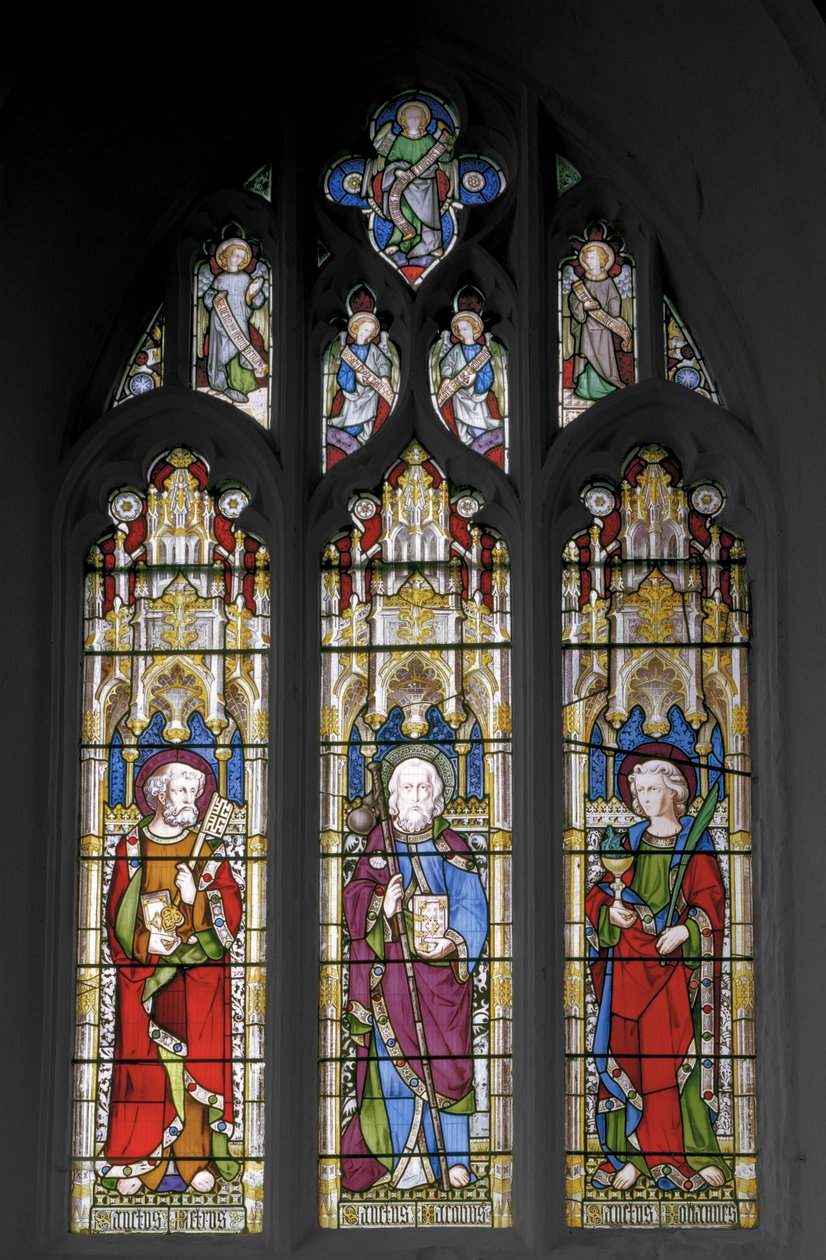 القديس بطرس والقديس يعقوب العظيم والقديس يوحنا الإنجيلي 1851 (زجاج ملون) بواسطة Augustus Welby Northmore Pugin