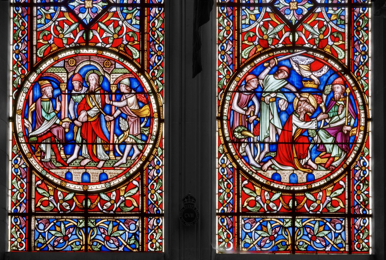حياة القديس بولس ، كنيسة القديس جورج ، التفاصيل ، 1852 (زجاج ملون) بواسطة Augustus Welby Northmore Pugin