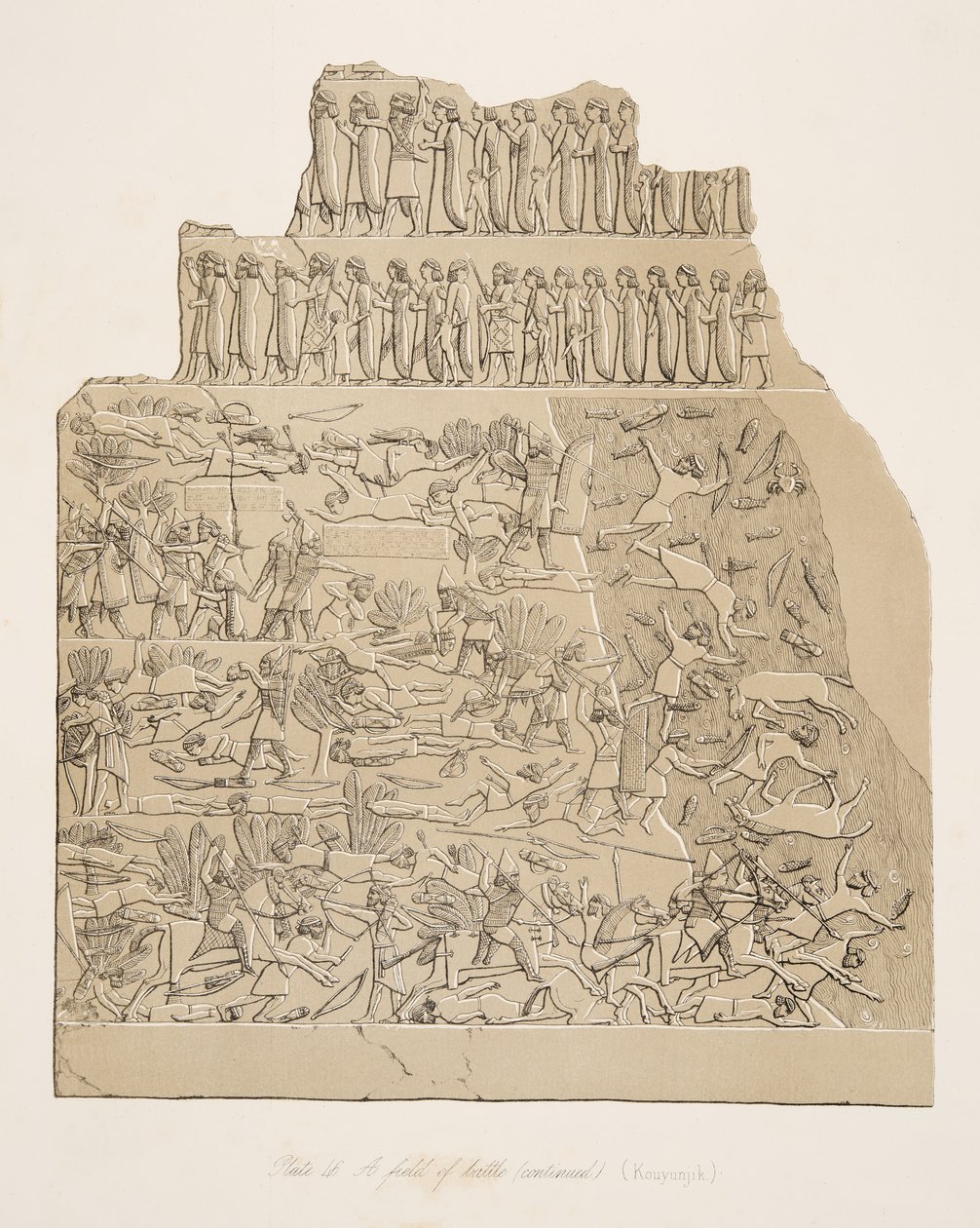 ساحة معركة (Kouyunjik) ، من آثار نينوى ، حانة. 1849 بواسطة أوستن هنري لايارد
