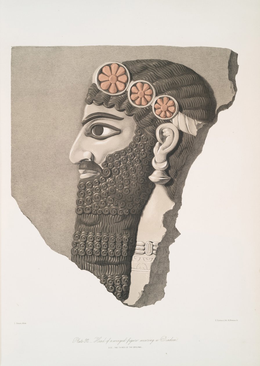 رأس لشخص مجنح يرتدي إكليل ، 1849 بواسطة أوستن هنري لايارد