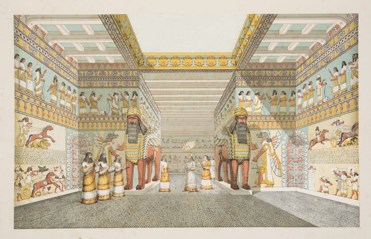 إعادة بناء قاعة قصر آشوري ، من آثار نينوى ، حانة. 1849 (النقش اليدوي) بواسطة أوستن هنري لايارد