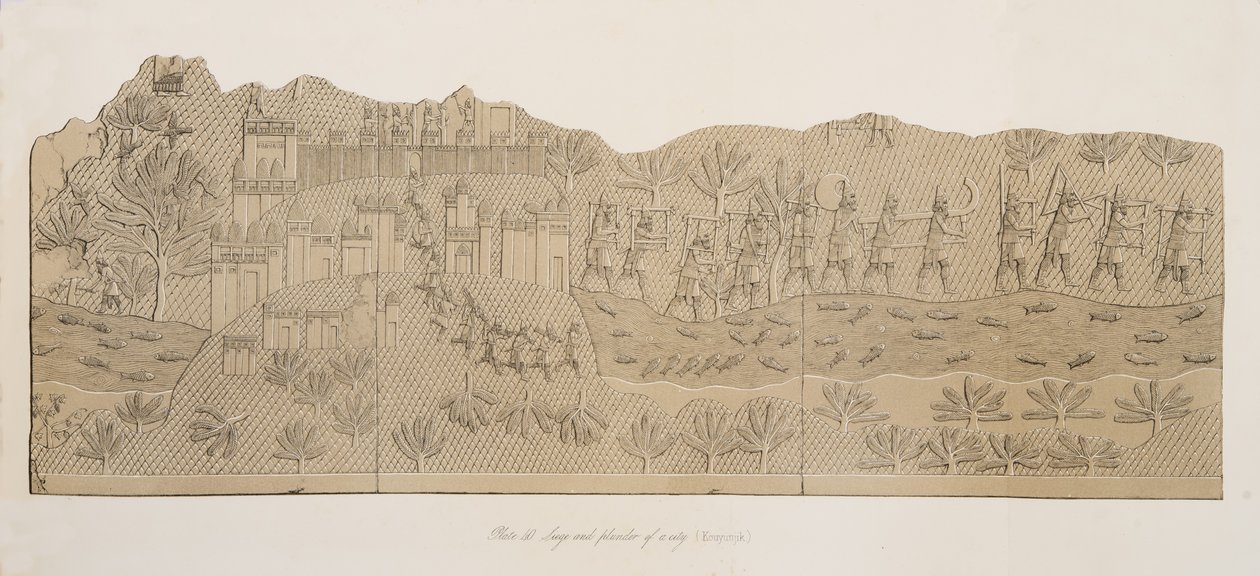 حصار ونهب مدينة (Kouyunjik) ، من آثار نينوى ، حانة. 1849 بواسطة أوستن هنري لايارد