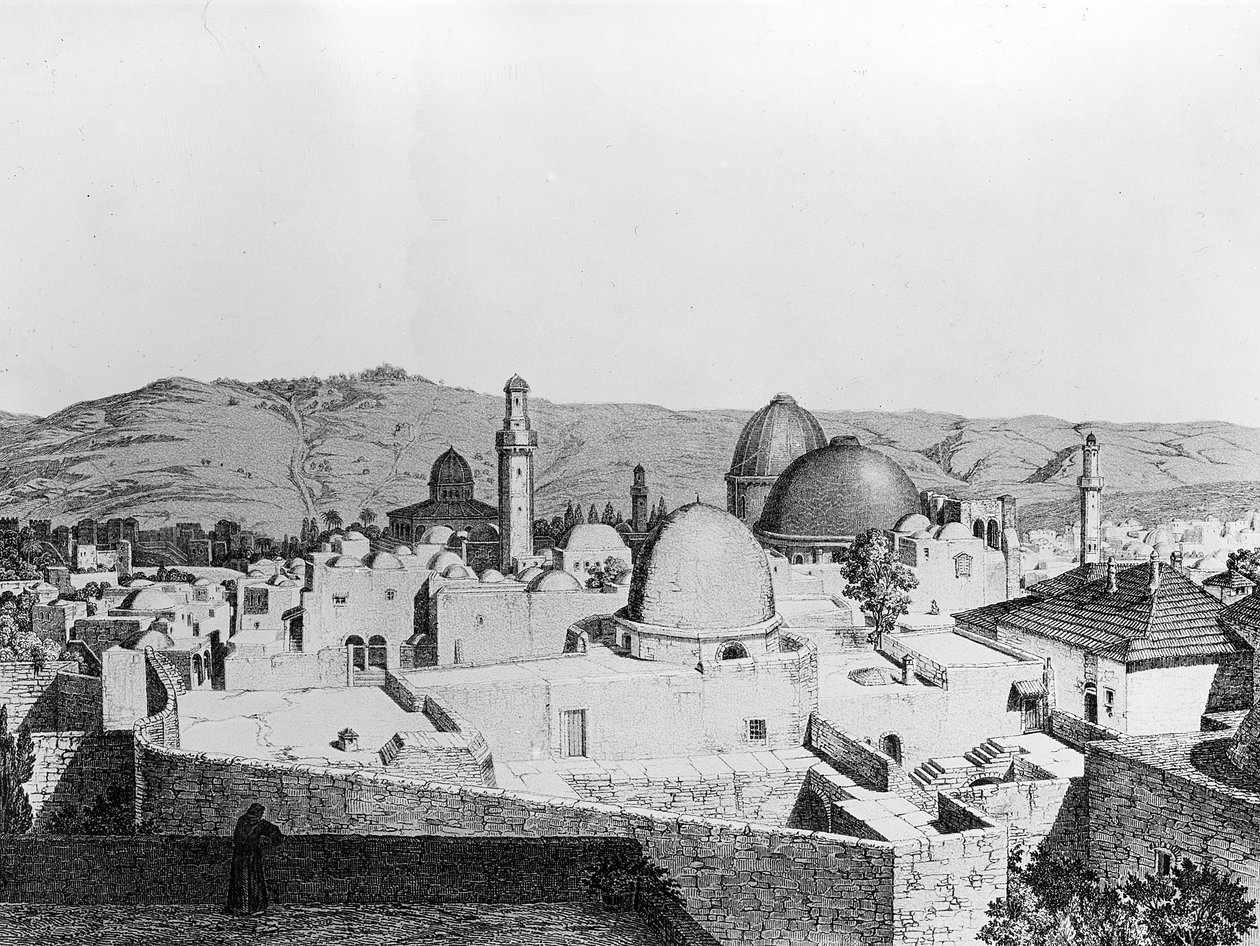 القدس ، رسم توضيحي من مجلة "فاوست" ، ص 1860 بواسطة المدرسة النمساوية