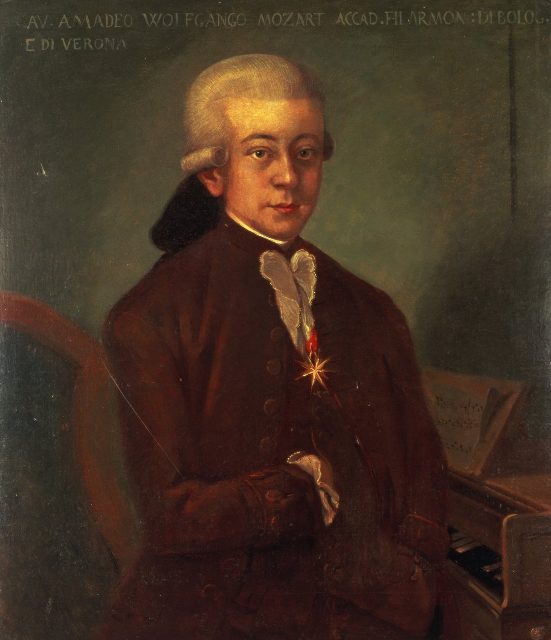 صورة فولفجانج أماديوس موتسارت (1756-1991) مرتدية وسام سبور الذهبي ، 1777 بواسطة المدرسة النمساوية