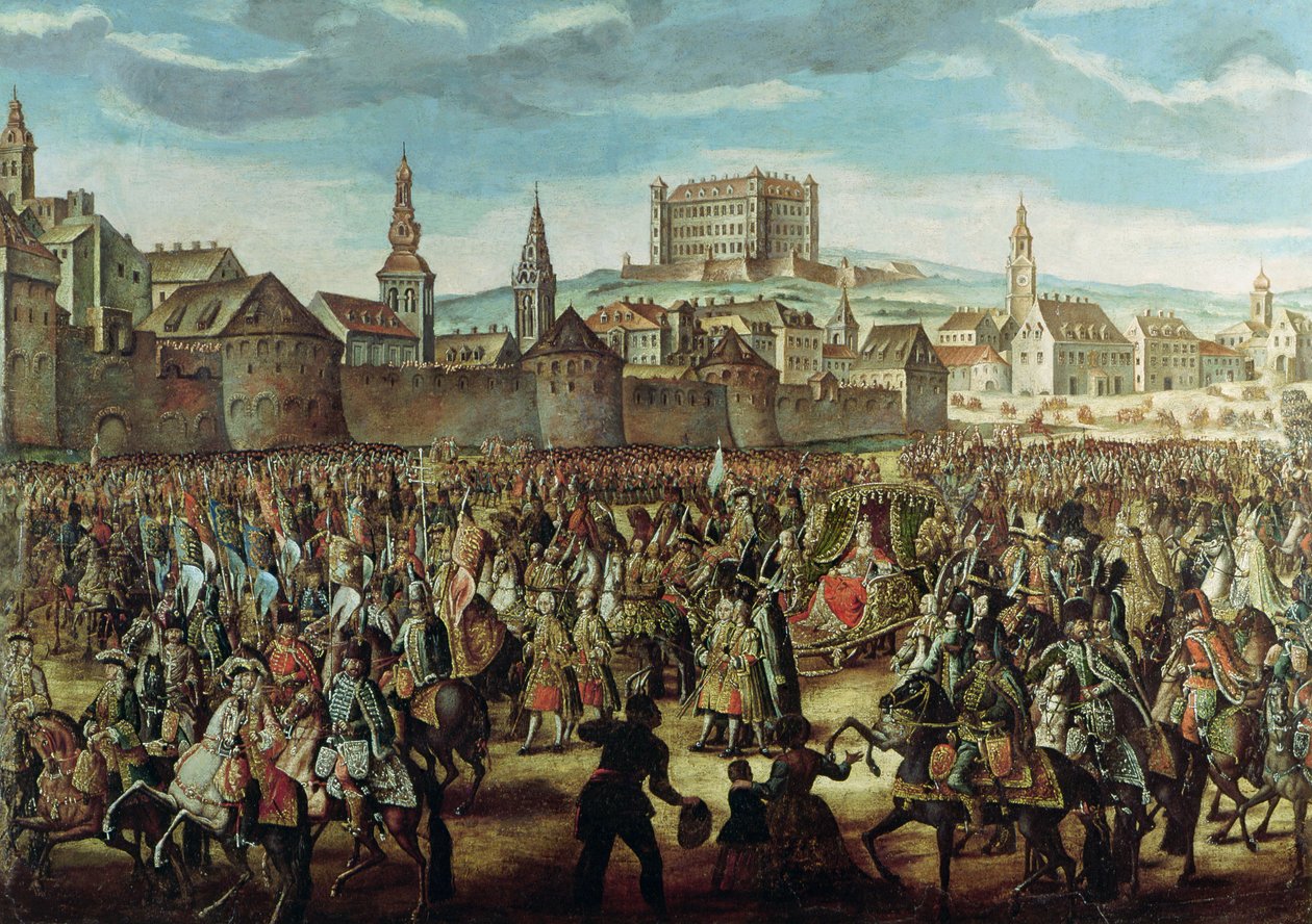 وصول الإمبراطورة ماريا تيريزا من النمسا (1717-80) إلى Pressburg (براتيسلافا) في 25 أغسطس 1741 بواسطة المدرسة النمساوية