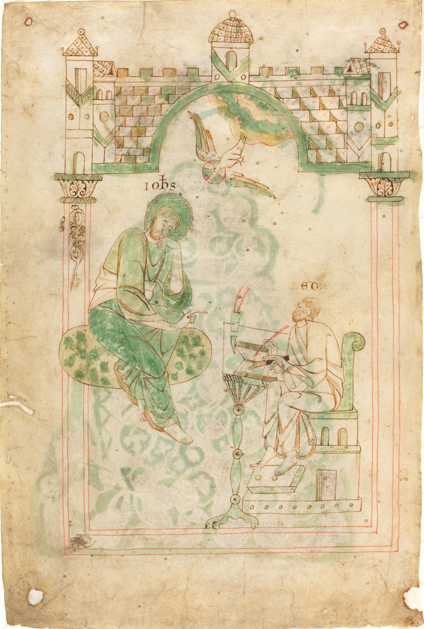 القديس يوحنا يملي إلى بيدي المبجل بواسطة القرن الثاني عشر النمساوي