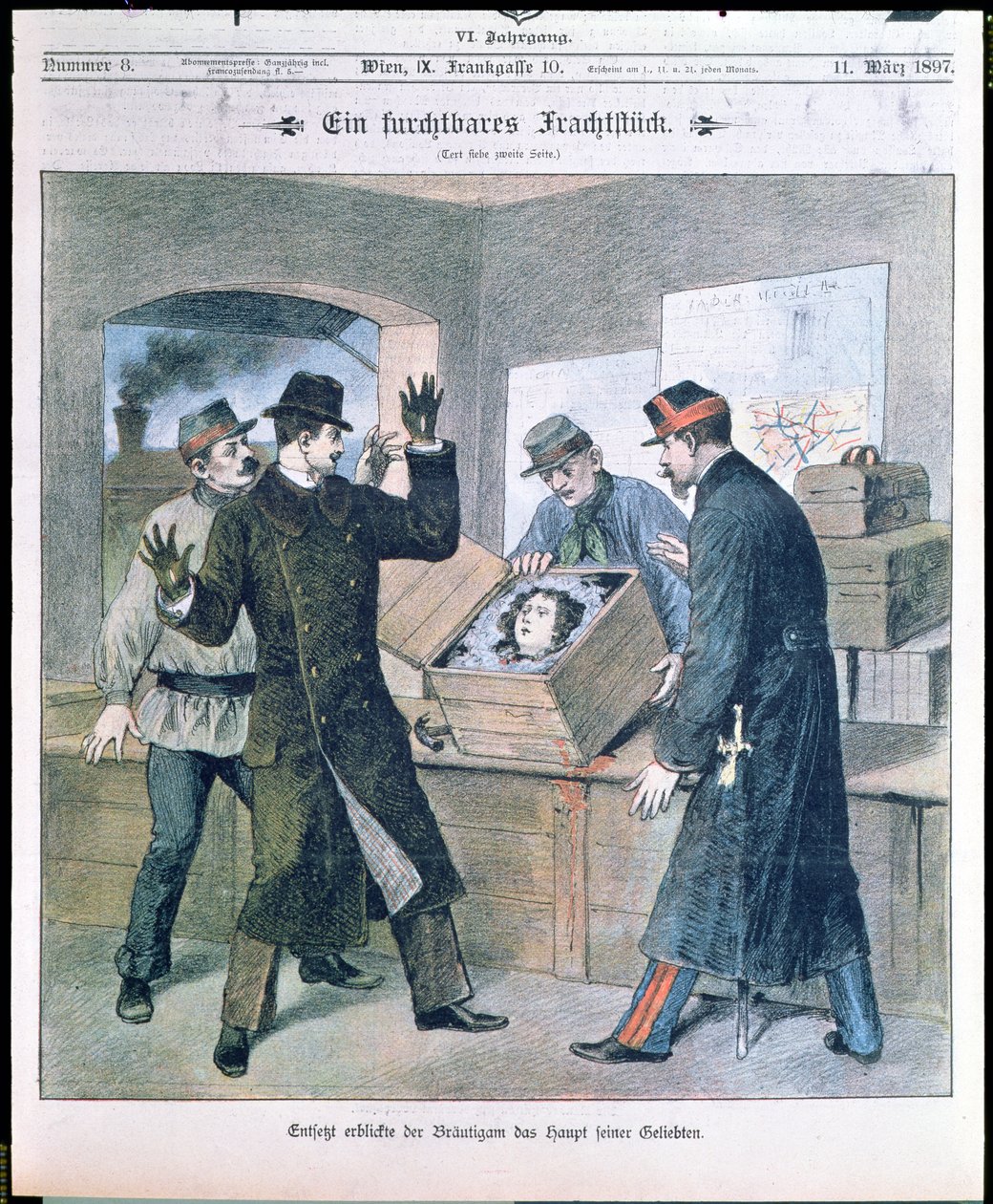 A Terrible Cargo ، الصفحة الأولى من Illustrierte Zeitung ، مارس 1897 بواسطة المدرسة النمساوية