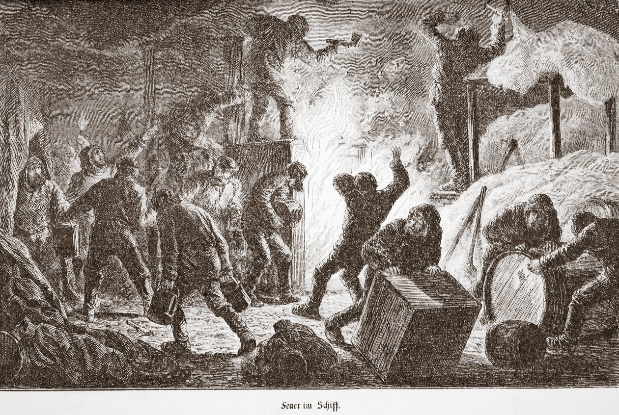 حريق على السفينة ، 1876 بواسطة المدرسة النمساوية