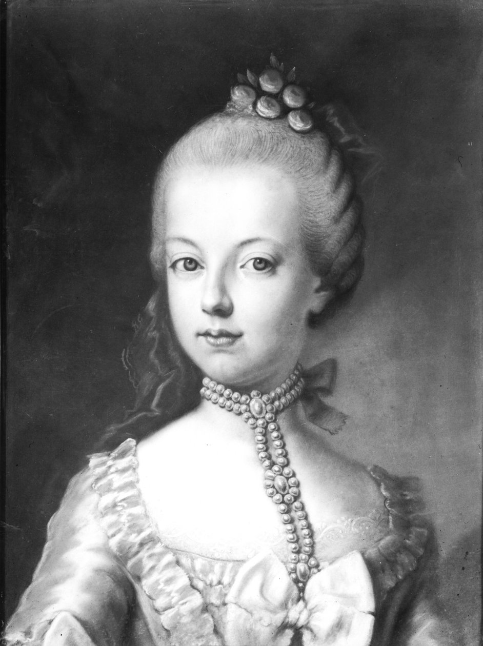 صورة ماري أنطوانيت (1755-1793) من هابسبورغ-لورين ، c.1771 (باستيل على ورق) بواسطة المدرسة النمساوية