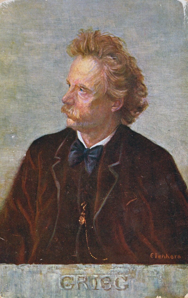 بطاقة بريدية تصور إدوارد هاجروب غريغ (1843-1907) بواسطة المدرسة النمساوية