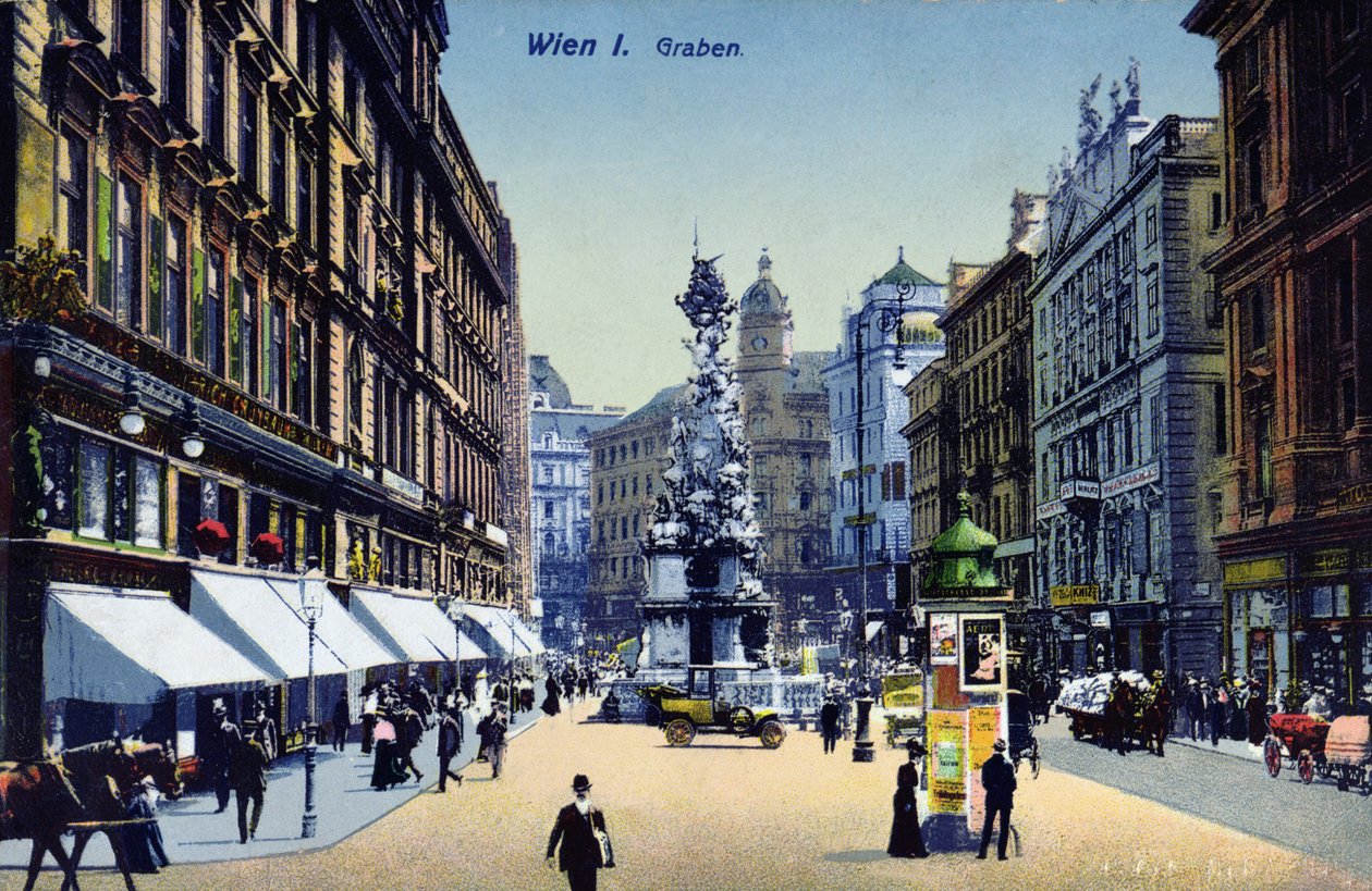 بطاقة بريدية تصور Graben في فيينا ، ج .1910 بواسطة المدرسة النمساوية
