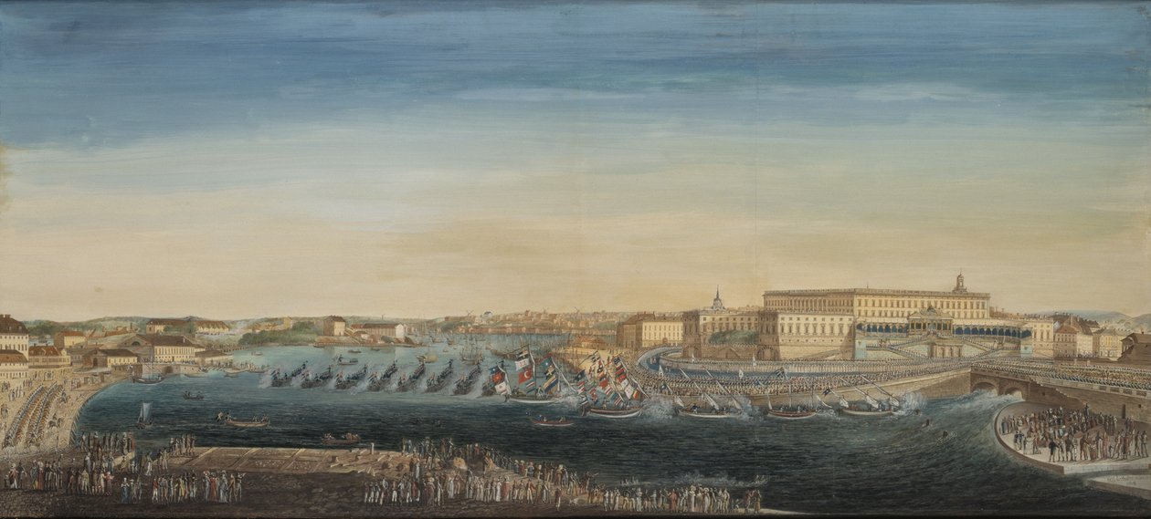 تكريم الملك كارل الرابع عشر يوهان من السويد (1763-1844) 1818 (غواش على قماش) بواسطة أكسل فريدريك سيدرولم