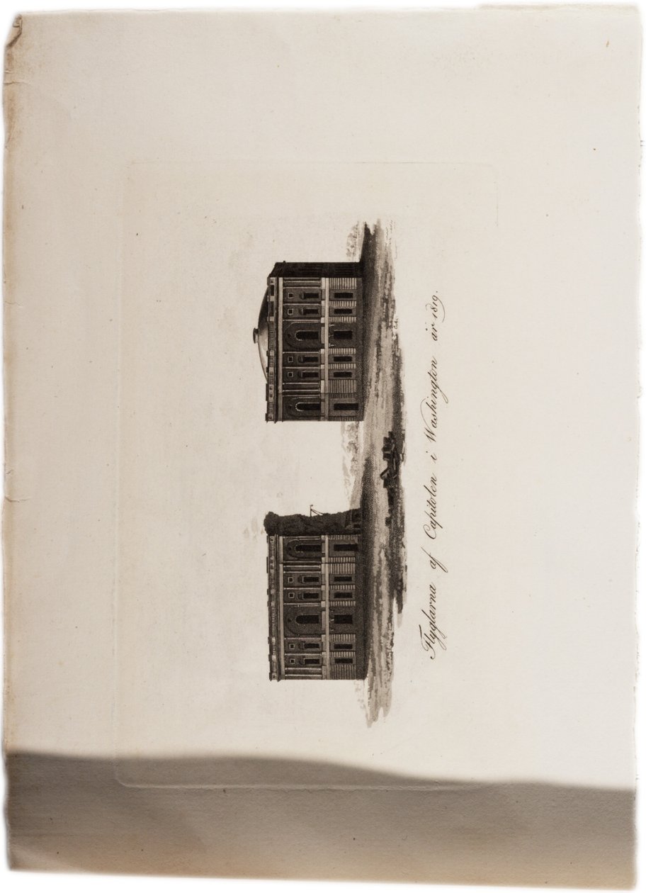 أجنحة الكابيتول ، واشنطن ، عام 1819 ، من أطلس الولايات المتحدة ، 1824 (أكواتينت) بواسطة أكسل ليونارد كلينكوستروم