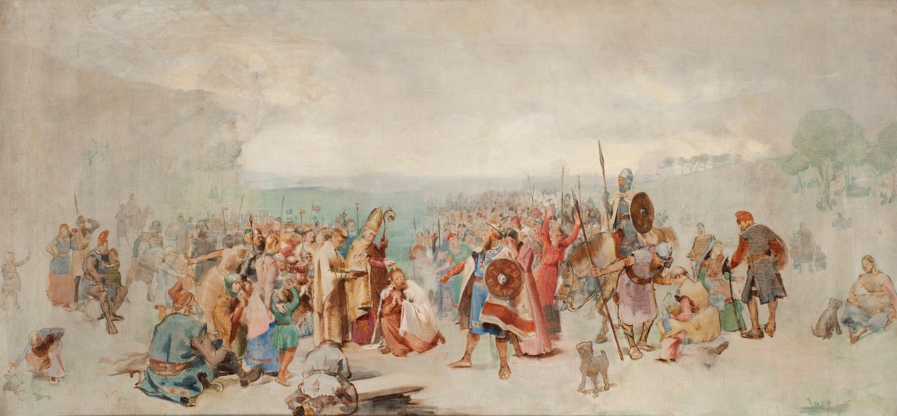 معمودية Olof Skötkonung في Husaby بواسطة Sigfrid من السويد. بواسطة أكسل كول