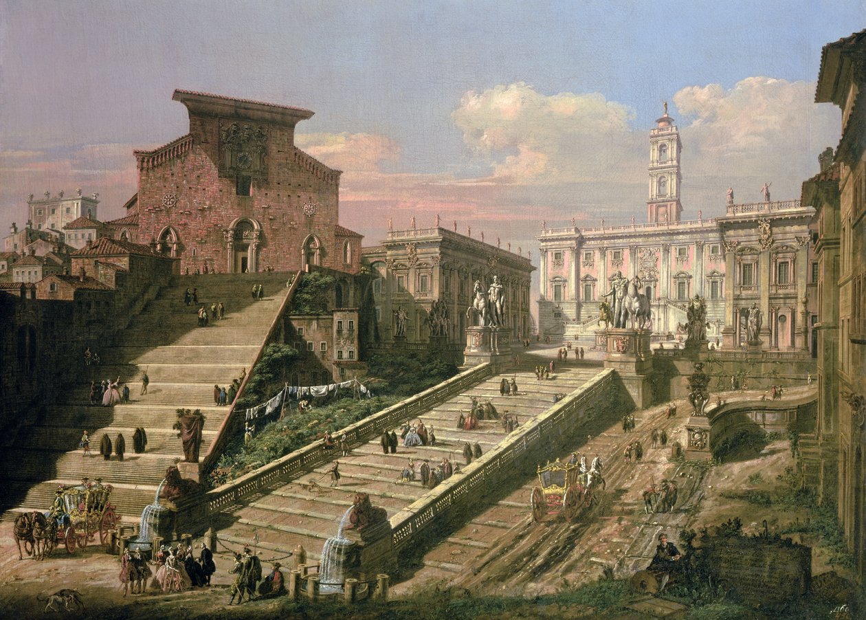 ساحة ديل كامبيدوجليو وكنيسة S. Mario dAracoeli ، روما بواسطة B. and Bellotto، L. Bellotto