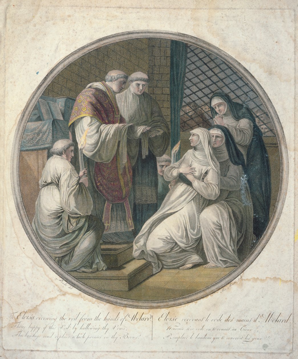 Eloise تتلقى الحجاب من أيدي Abelard (نقش الألوان) بواسطة ب. بيرنوتين