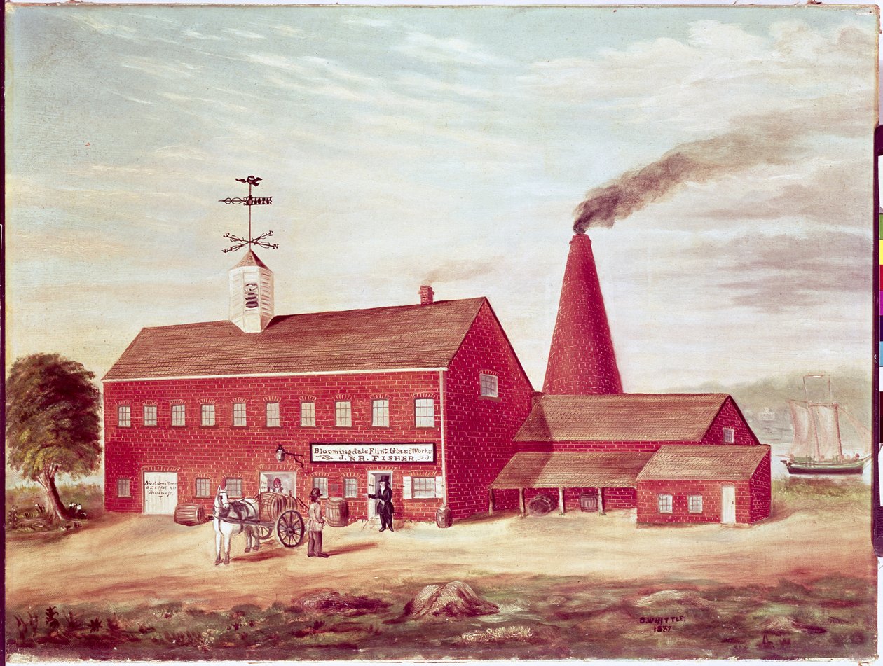 JundR Fisher&39;s Bloomingdale Flint Glass Works ، مدينة نيويورك ، 1837 بواسطة ويتل