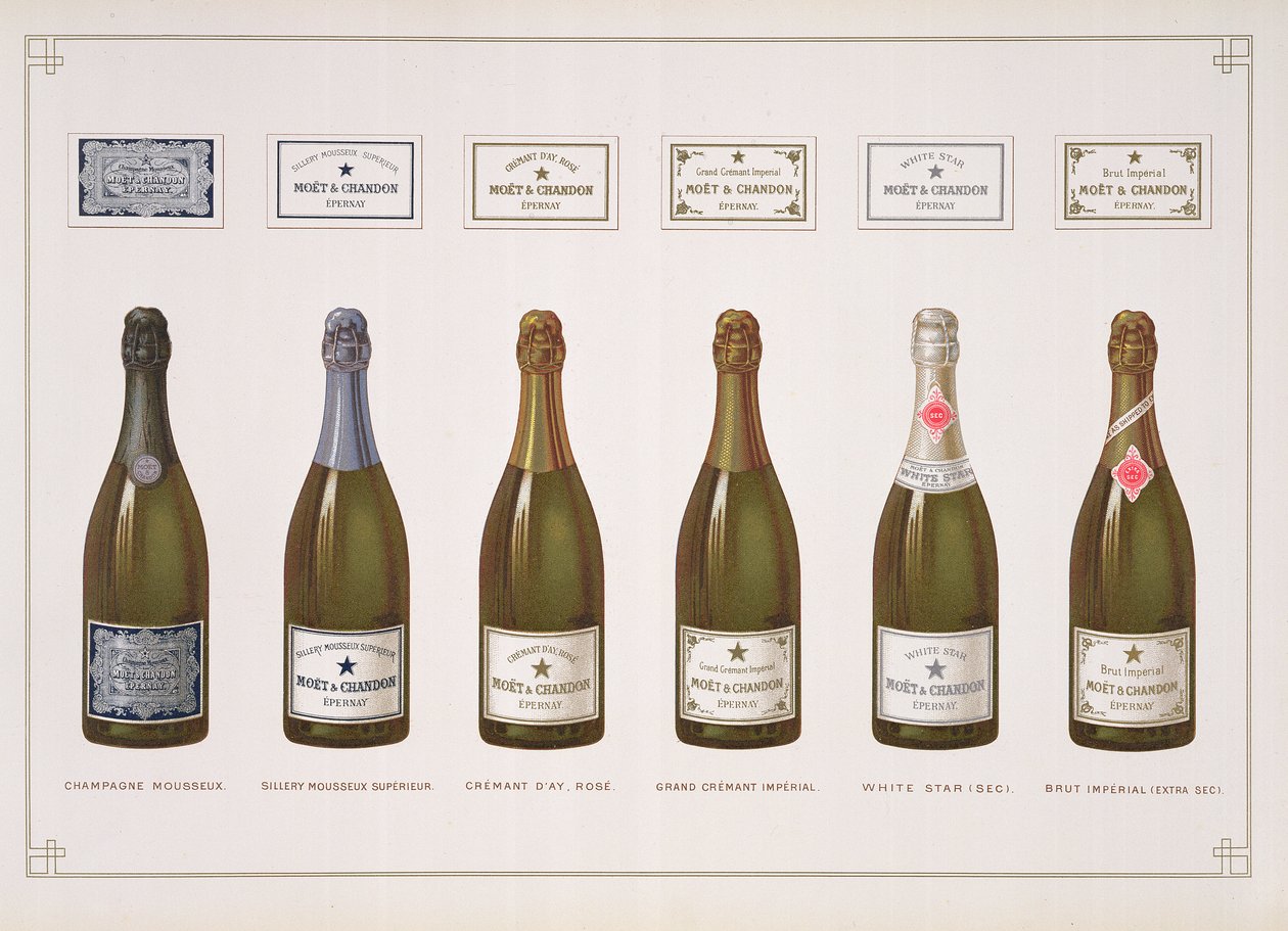 أنواع الشمبانيا والنبيذ الفوار ، من La France Vinicole ، الحانة. من Moet & Chandon ، Epernay بواسطة أرنود