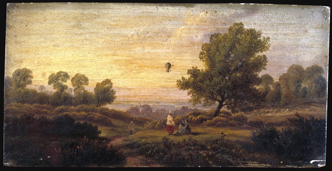 بالون فوق وودلاند ، c.1840 بواسطة B. طبخ
