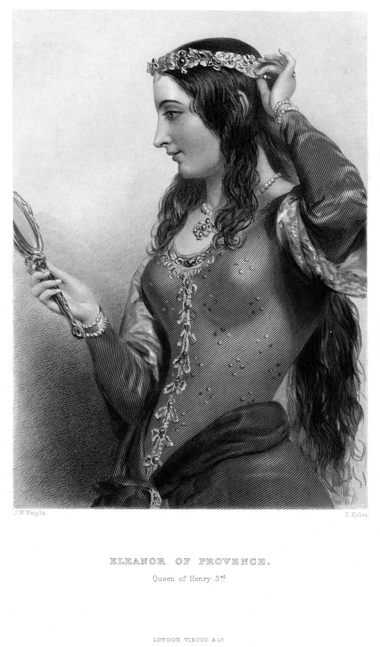 Eleanor of Provence c1223-1291 ، زوجة الملكة للملك هنري الثالث ، القرن التاسع عشر. بواسطة ب. العيون