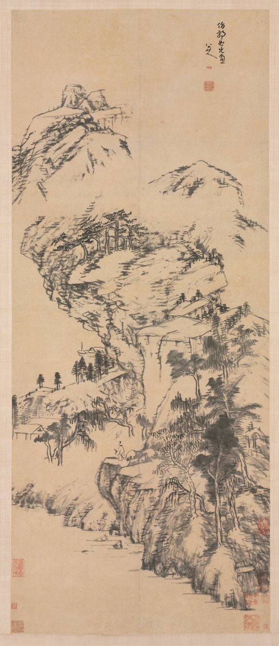 منظر طبيعي بعد Guo Zhongshu ، منتصف 1600s-1705. بواسطة بادا شانرين