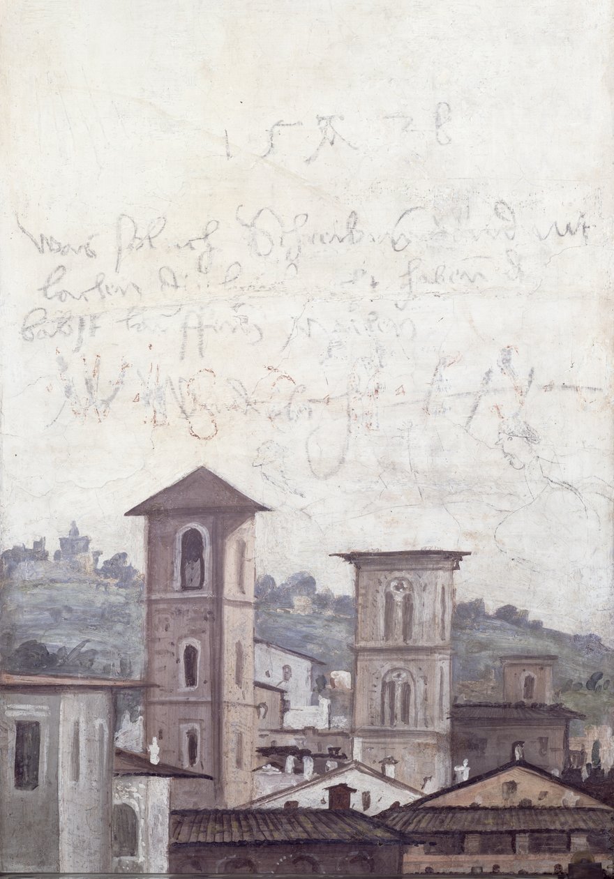 تفاصيل "قاعة المنظور" التي تصور منظرًا لروما ، 1518-1919 بواسطة Baldassarre Peruzzi
