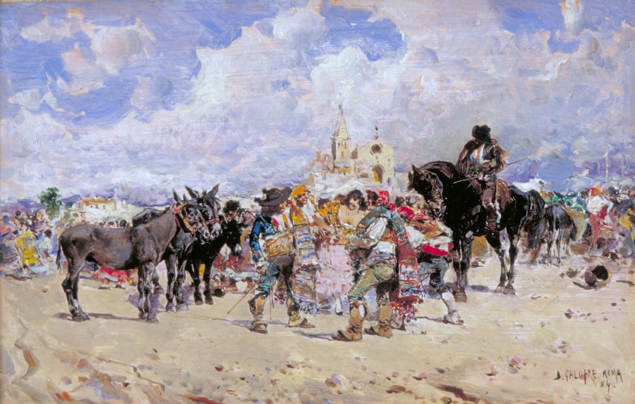 "The Market Place، Granada"، c1869-1902 بواسطة Baldomer Galofre Gimenez