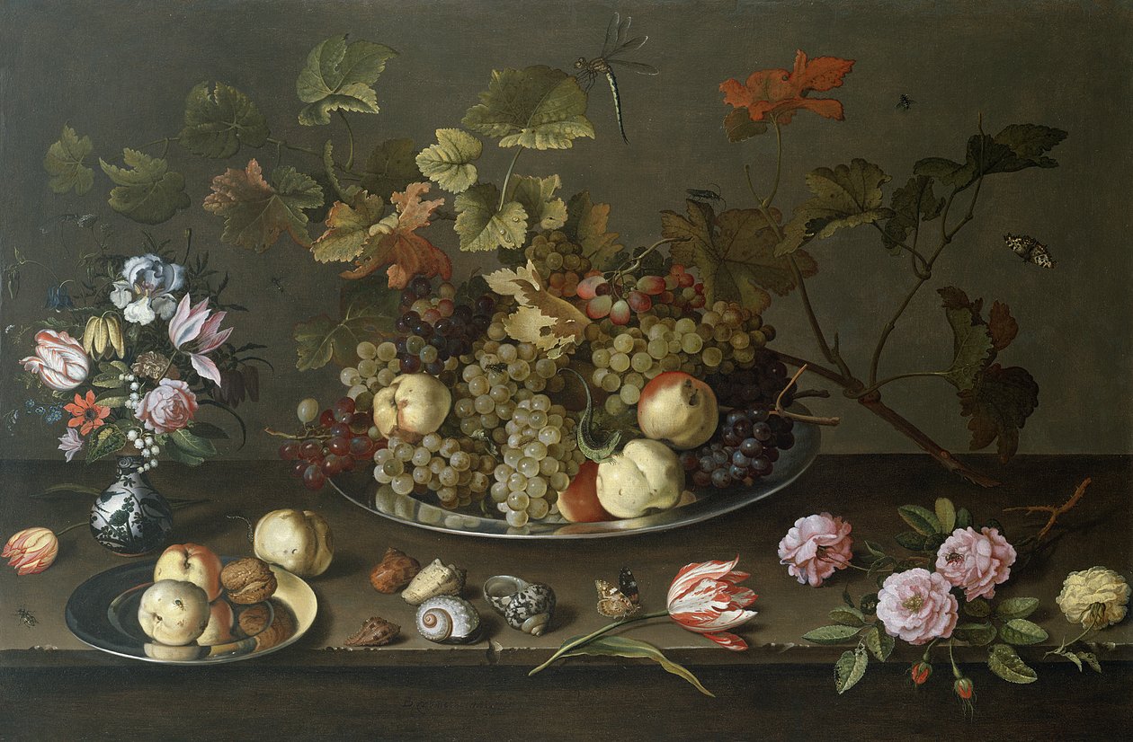 الحياة الساكنة للفاكهة والزهور والأصداف بواسطة Balthasar van der Ast