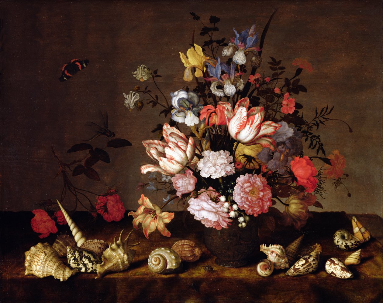 لا تزال حياة إناء الزهور مع قذائف بواسطة Balthasar van der Ast