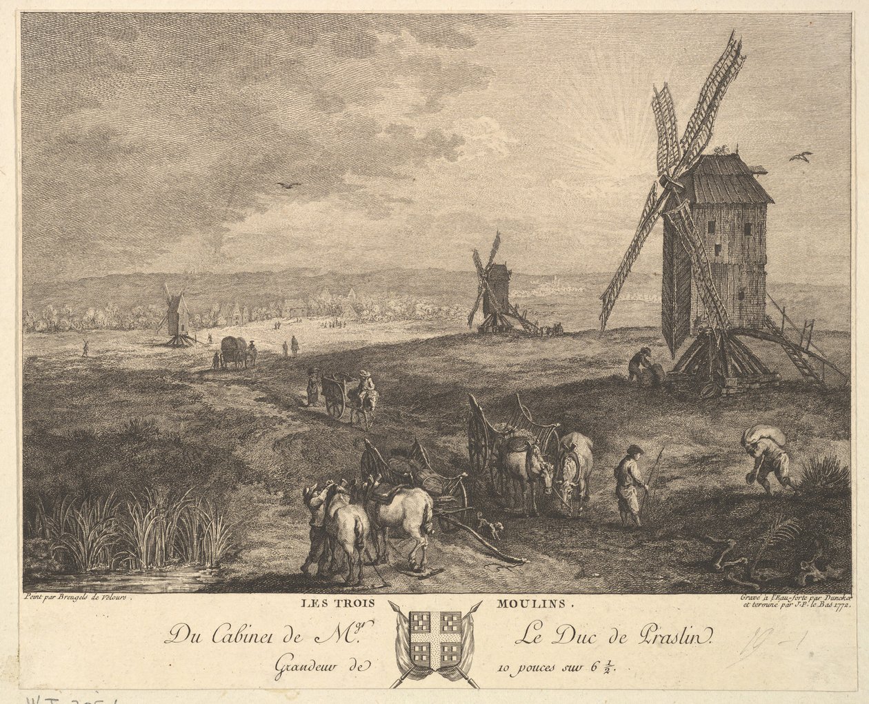 The Three Windmills Les Trois Moulins بعد لوحة في مجموعة Duc de P ... ، 1772 بواسطة بالتازار انطون دنكر